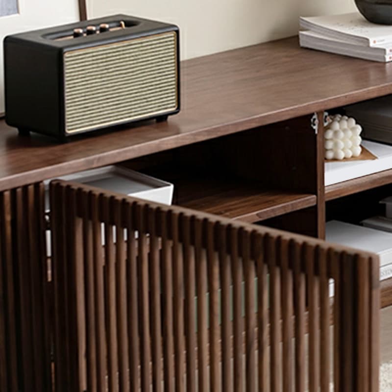 Scandinavian Wood TV Stand with Low Height, Cabinet, and Ventilation Features - No Assembly Required - image 10