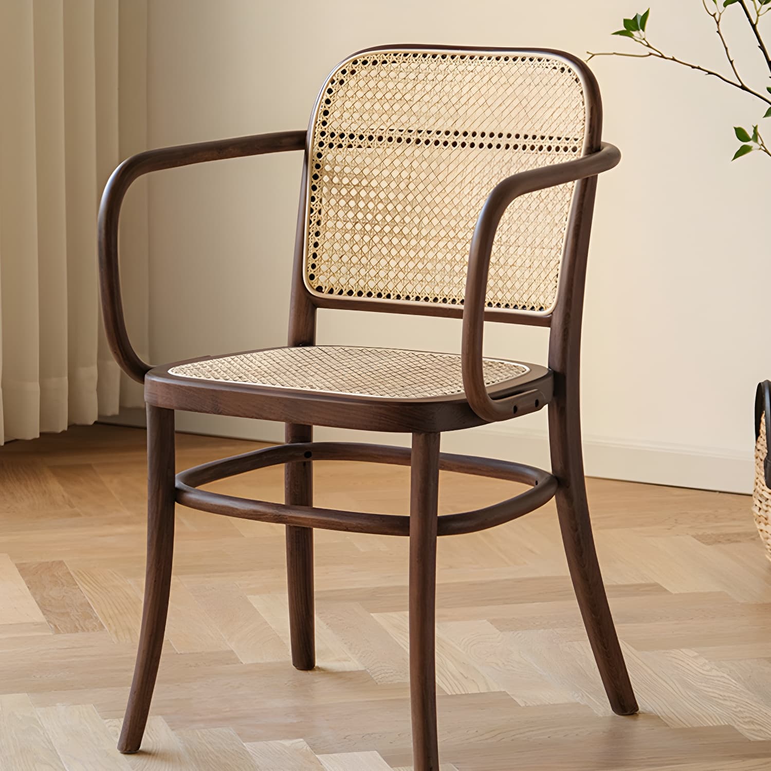 Traditional Style Dining Chair Solid Wood Cane Back Dining Room Chair - image 4
