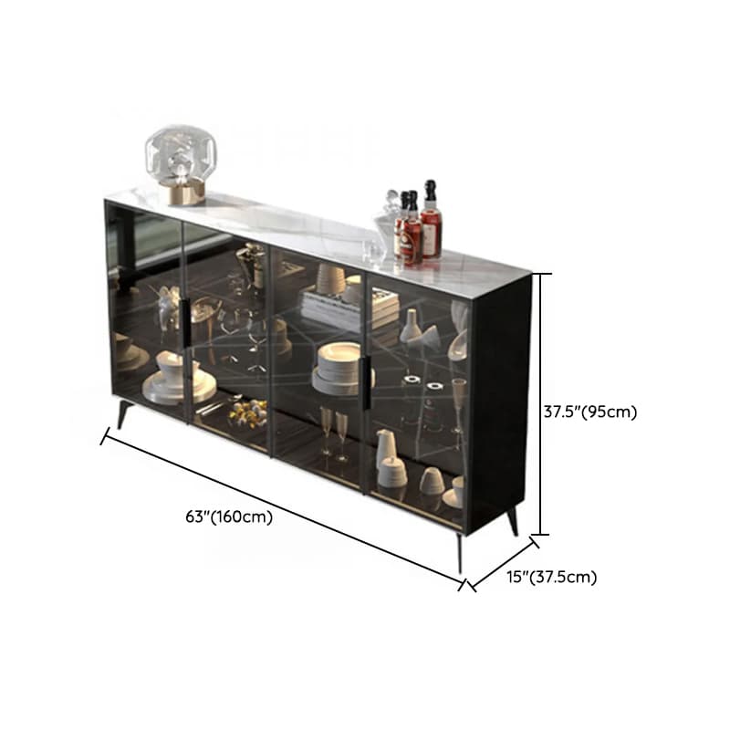 Coal Art Deco Sideboard with Locker, Standard/Narrow Size, Three Internal Shelves, and Glass Doors - image 12