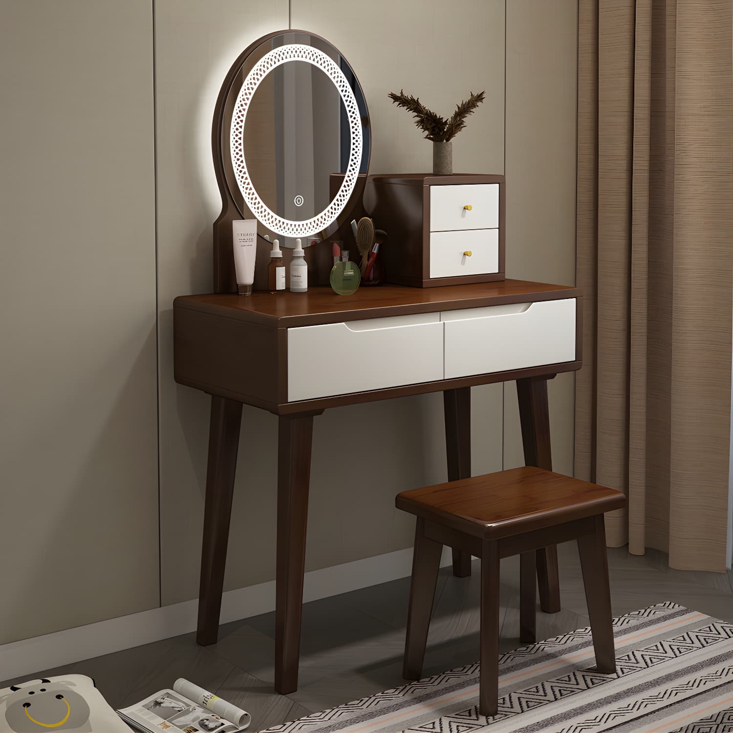 Traditions Make-up Vanity Solid Wood Bedroom With Drawer Dressing Table - image 10