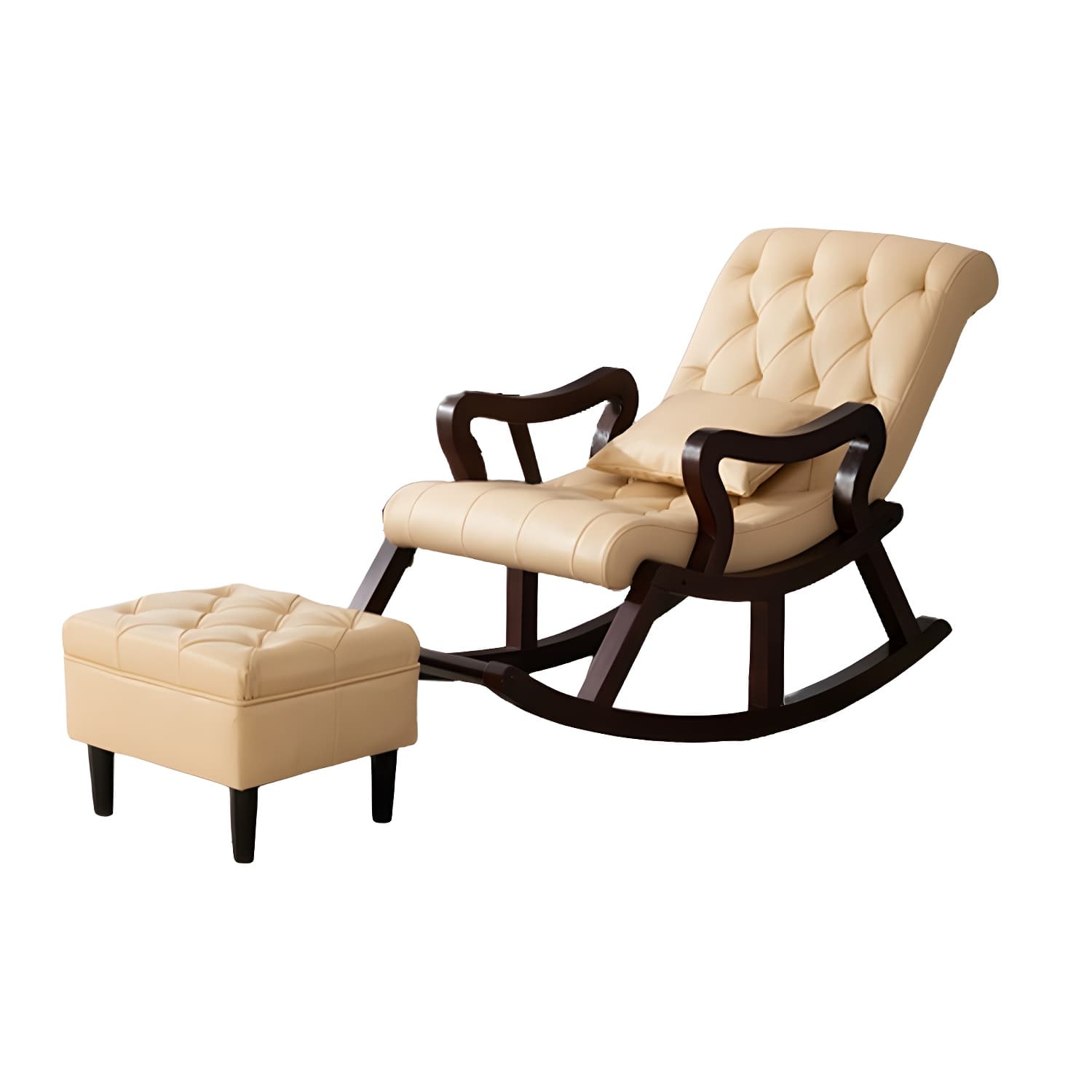 49" Wide Solid Wood Faux Leather Rocking Accent Chair with Legs - image 14