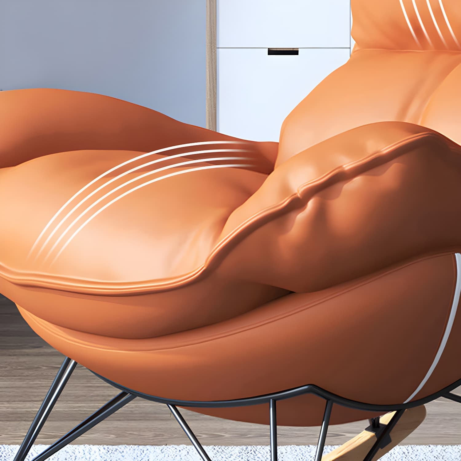 Contemporary Rocking Chair Solid Wood Rocker Chair with with Seat Cushion - image 14