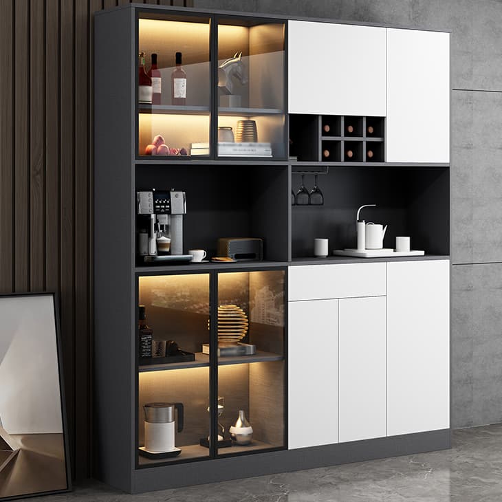 Wood Living Room Sideboard Cabinet Modern Credenza with Storage and Glass Door - image 3