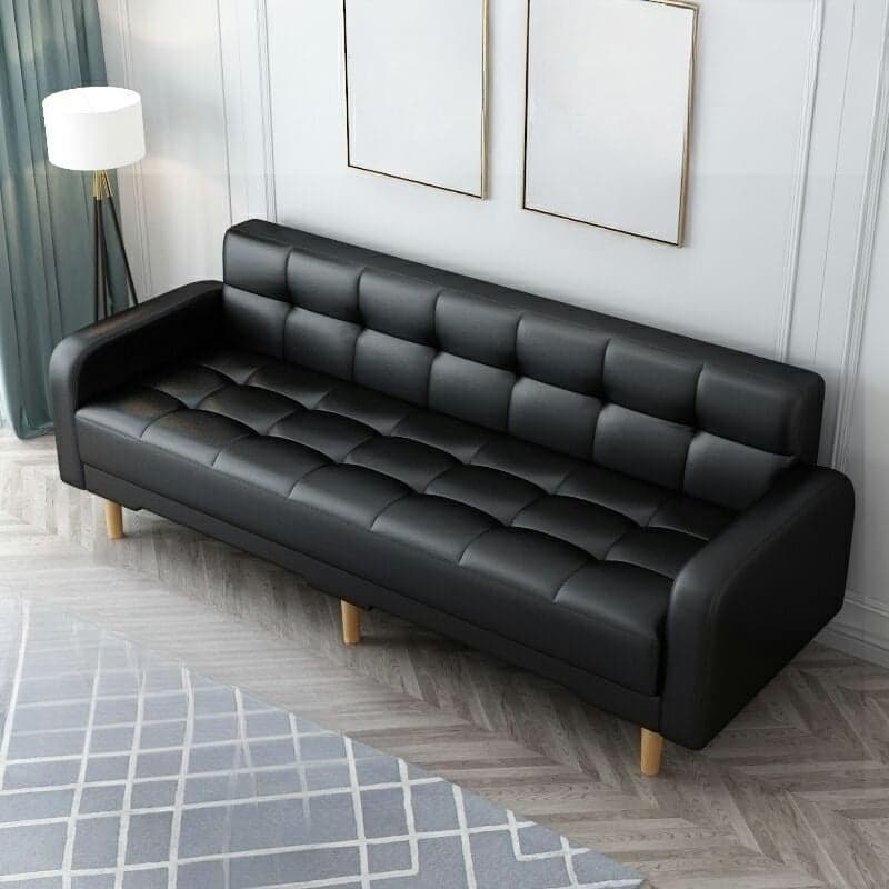 Square Arm Foldable Convertible Sofa with Biscuit Back for Living Spaces