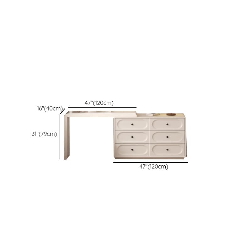 Chalk Modish Large/Standard Makeup Vanity with Laminate Table Top and 6/3 Drawers - image 9