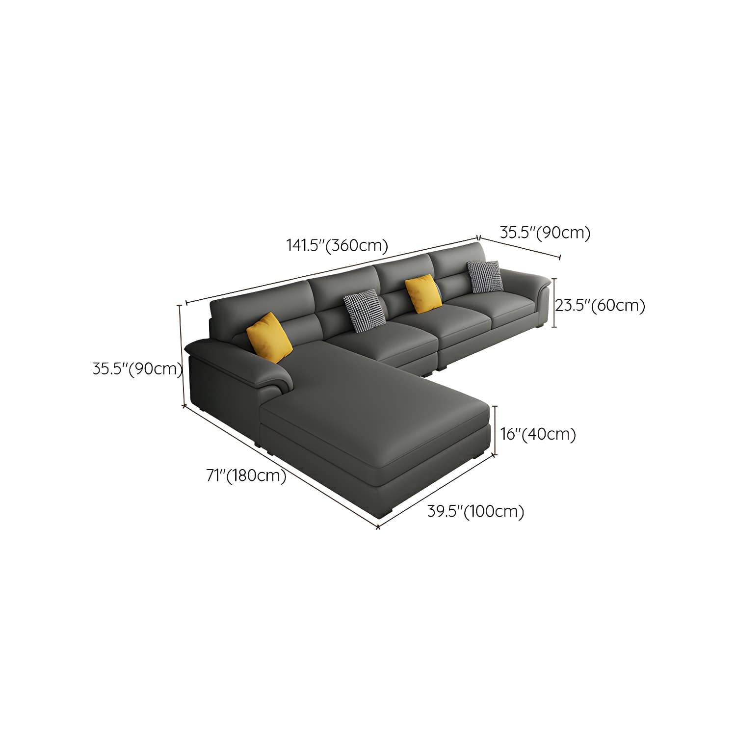 Modern Black Sectional Sofa with Pillow Top Arm and Cushion Back - image 18