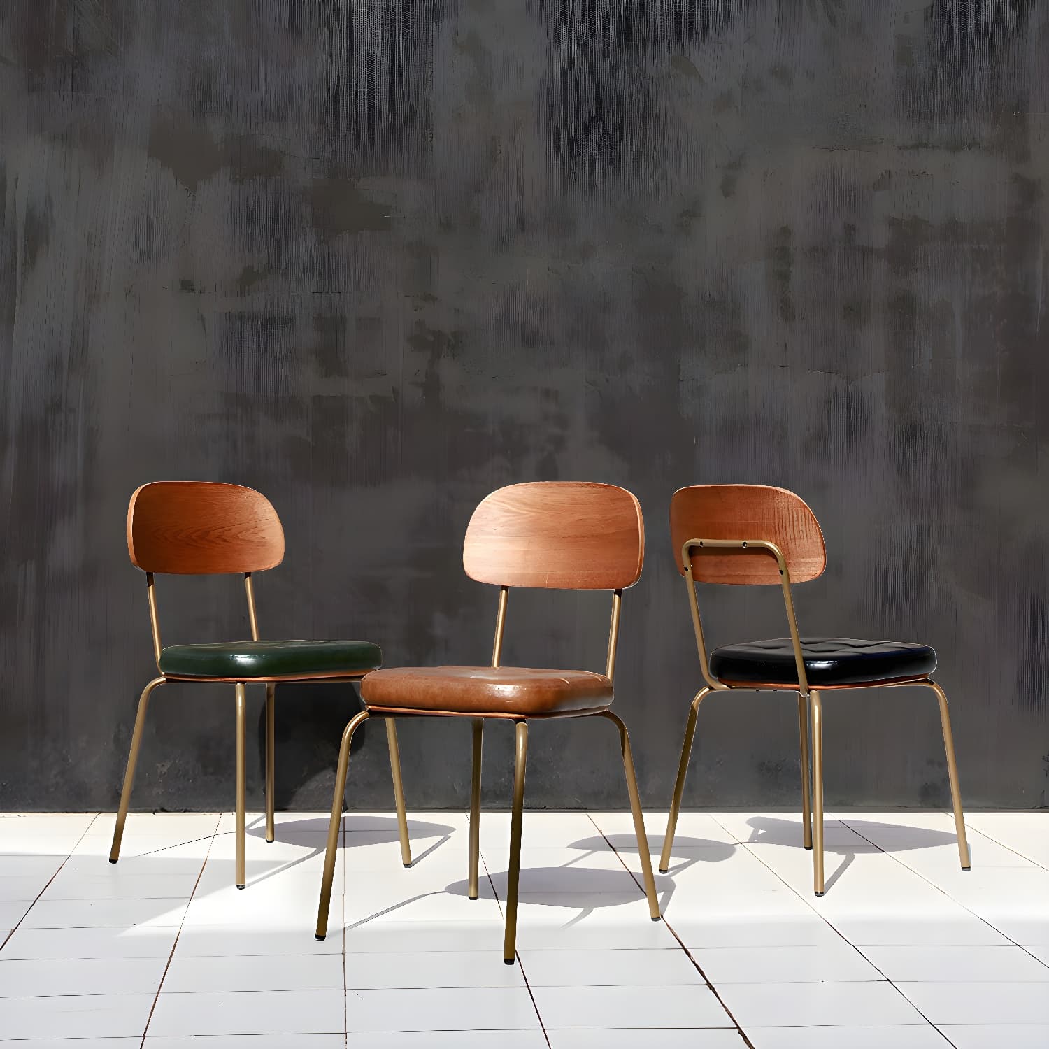Industrial Style Leather Dining Side Chair Dining Room Open Back Side Chair Set - image 8