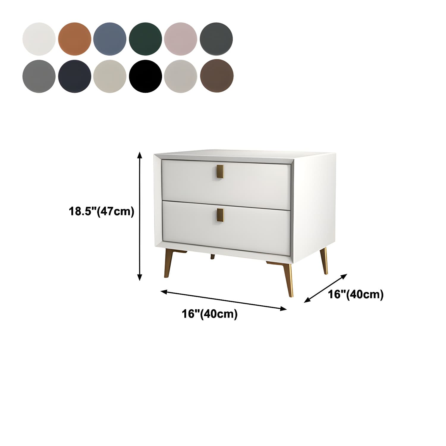 Glam 19'' Tall Bed Nightstand Solid Wood 2-drawer Legs Included Accent Table Nightstand - image 22