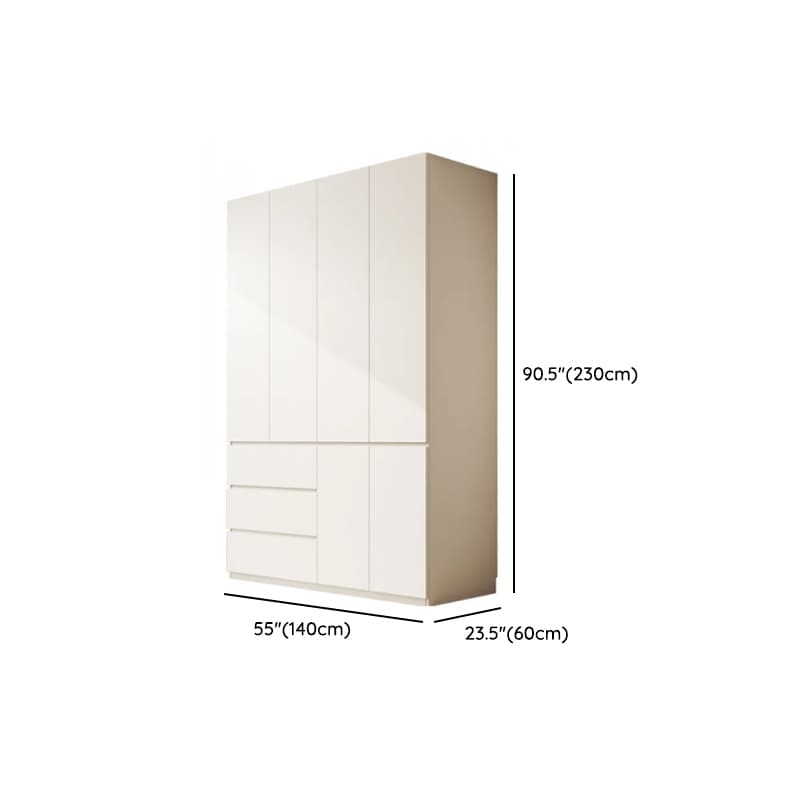 White Modern Simple Style Manufactured Wood Wardrobe Armoire with Soft Close Drawer, Soft Close Door, Interior Shelves, and Hanging Rod - image 46