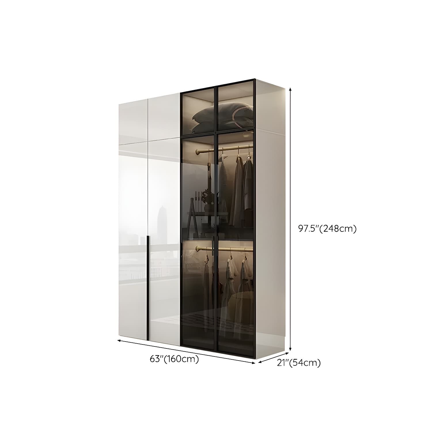 Sleek White Wood Wardrobe Armoire with Soft Close Drawers and Shelves - image 21