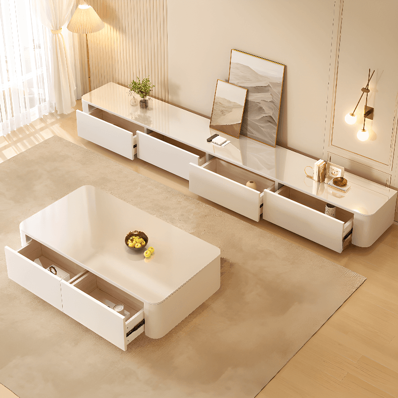 Rectangular Sintered Stone Countertop TV Stand with 3-Drawer/5 Drawers/4 Drawers and Cable Management in a Modern Simple Style - image 7