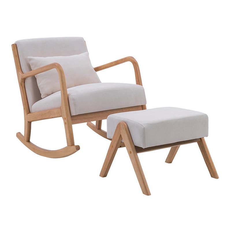 Nordic Natural Cotton Stationary Rocking Couch Chair with Back - image 14