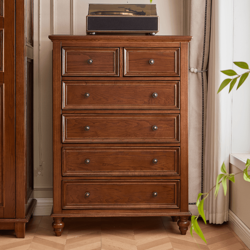 Cocoa Retro Ash Wood Double Dresser/Lingerie Chest/Bachelor Chest with 9/7/8 Drawers in Horizontal/Vertical Orientation