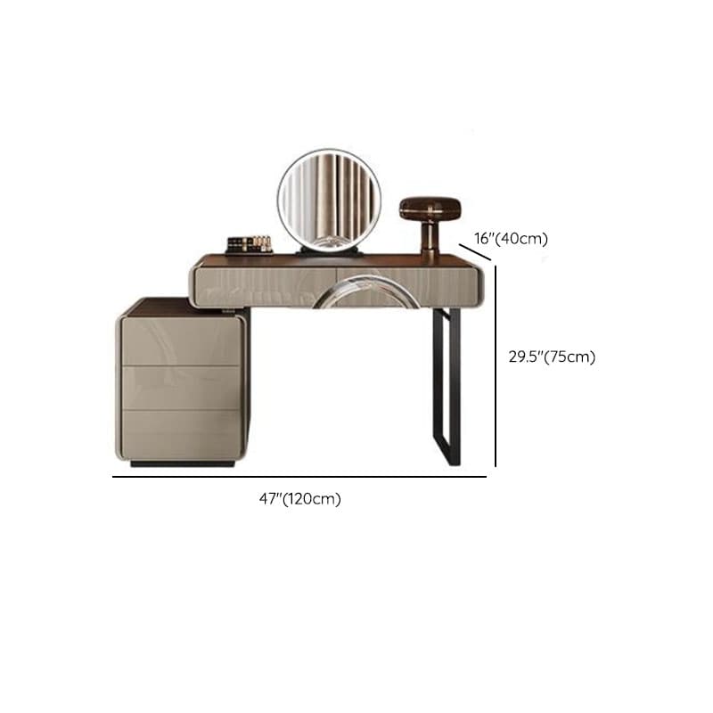 Modish Large/Standard Vanity Set in Gray with 5/8 Drawers, Polymer Frame, Mirror Lights, and Chair - image 17