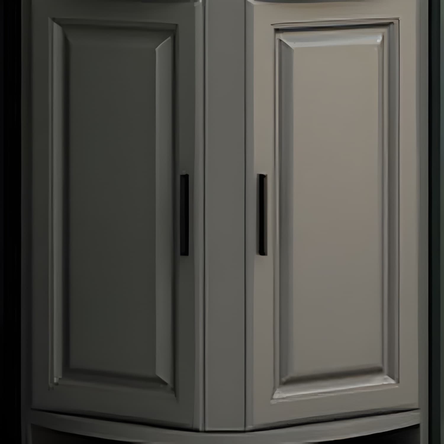 Gray Corner Accent Cabinet with Glass Doors and 8 Interior Shelves - image 4