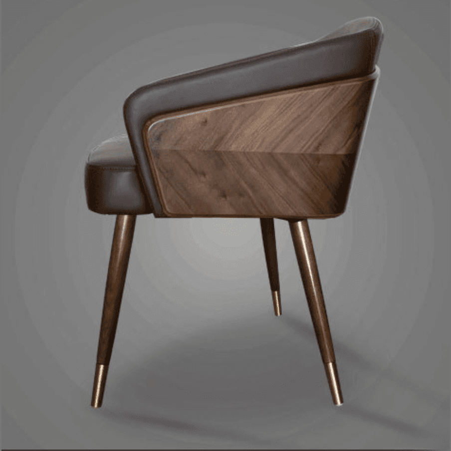 Bordered Reliable Upholstered Arm Chair with Solid Back and Wooden Legs for Dinette in a Lavish Style - image 4