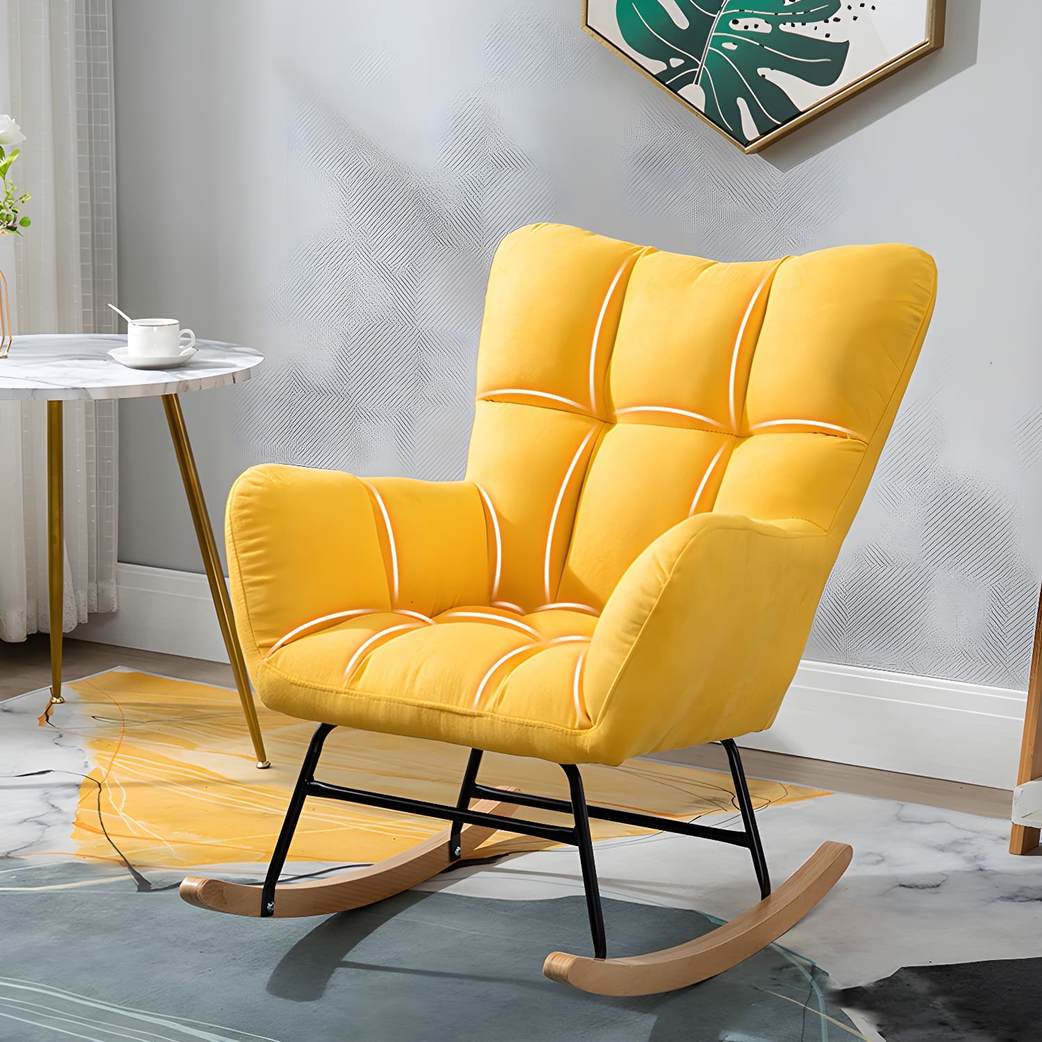 Simple Nordic Style Rocking Chair Balcony Lounge Recliner Sofa Rocking Chair - image 15