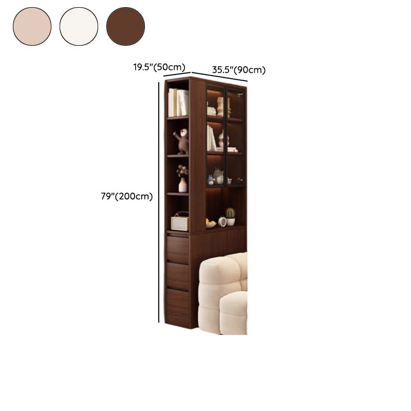 Detached Damp-proof Scratch-immune Accent Cabinet with 4 Exterior Shelves, Glazed Door, Chalk/Sepia Top, and Soft Close Drawer - image 20