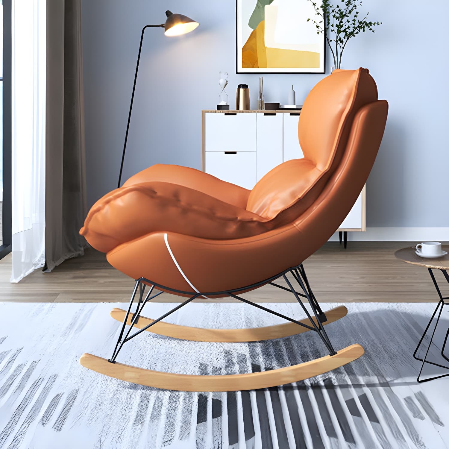 Contemporary Rocking Chair Solid Wood Rocker Chair with Removable Cushions - image 10