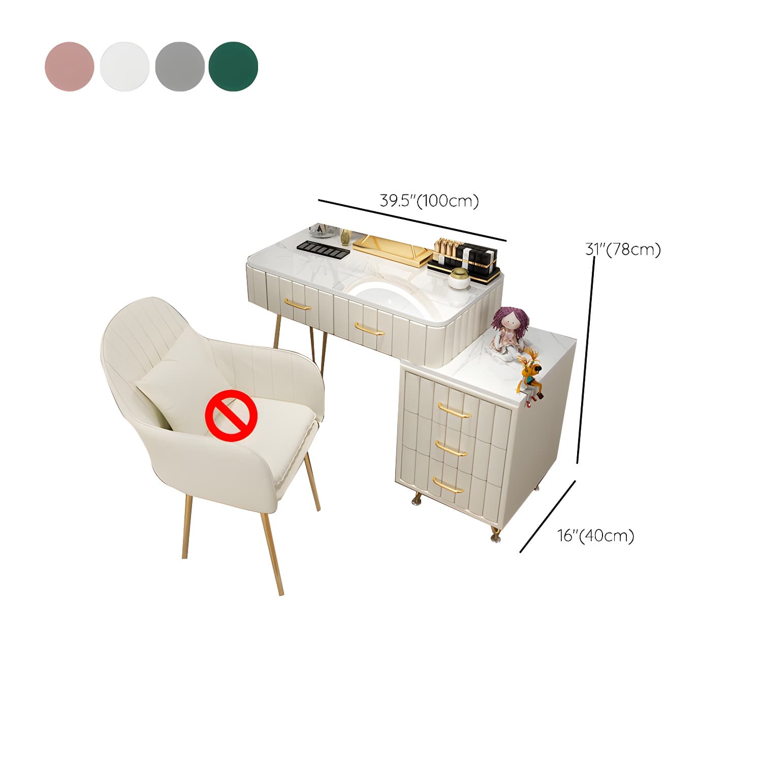 Contemporary With Drawer Wooden Bedroom Lighted Mirror Make-up Vanity - image 22