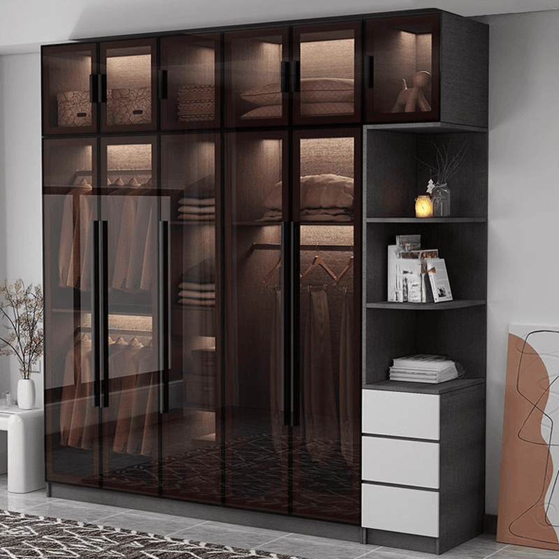 Charcoal Modish Timber Self-supporting Cabinet Armoire with Soft Close Drawer and Door, Hanging Rod - image 4
