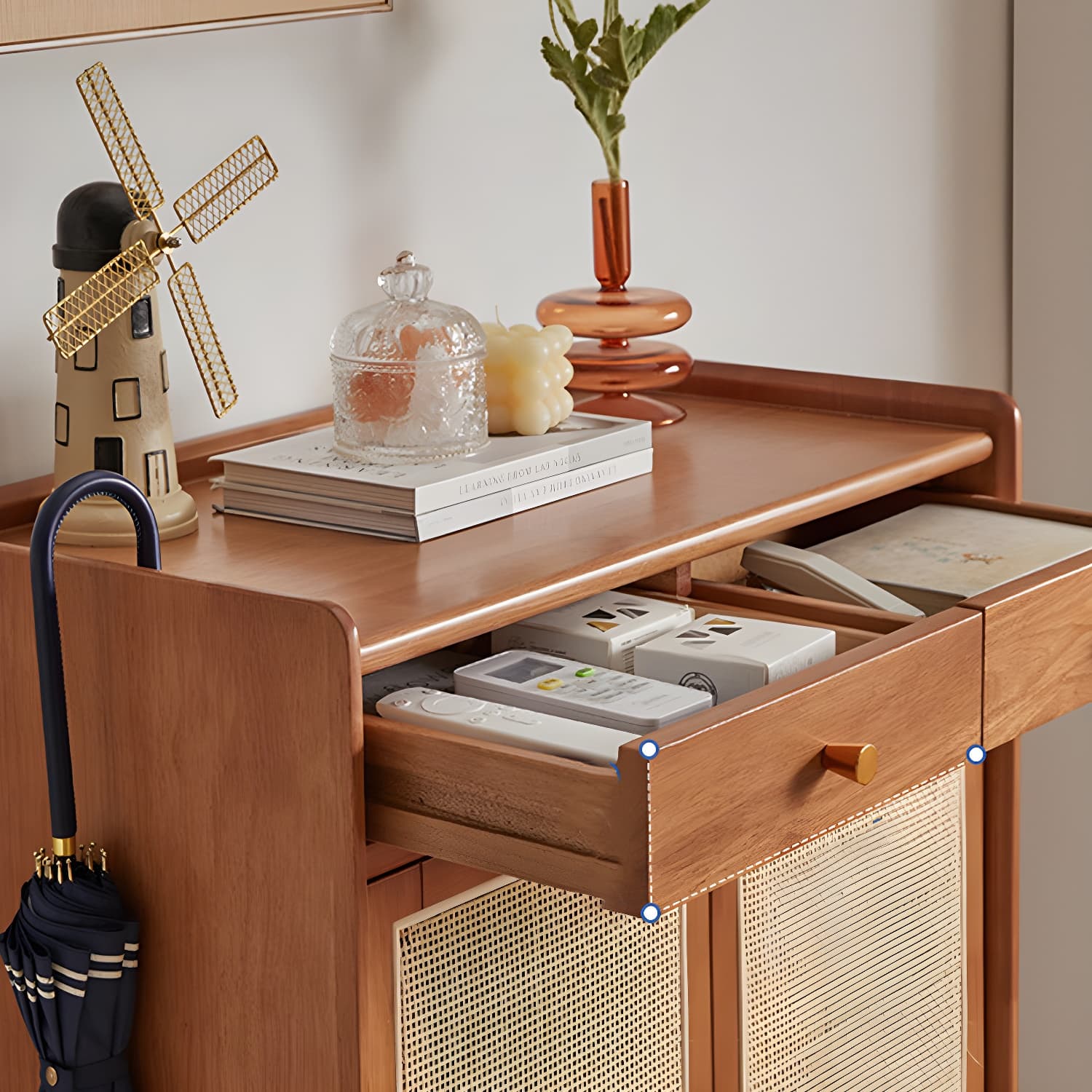 Mid-Century Modern Rectangle Storage Cabinet Natural Finish Accent Cabinet - image 6