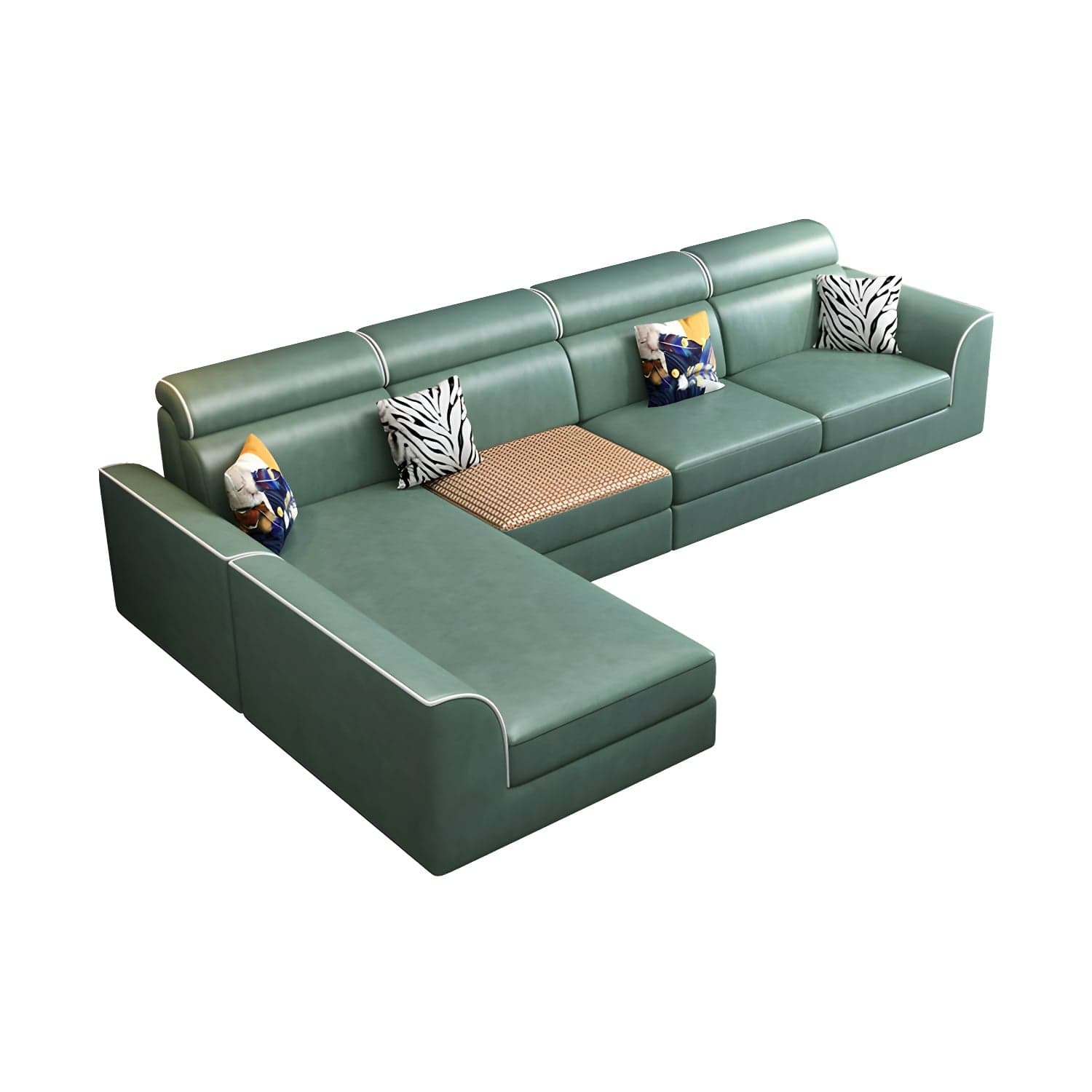 Scandinavian Reversible L-Shape Modular Wood Frame Corner Sectional with Chaise - image 11