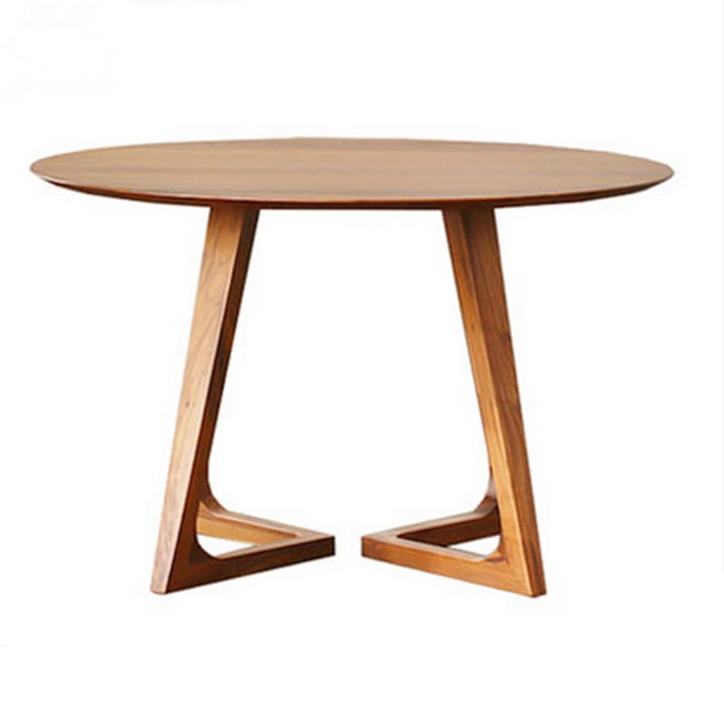 Minimalist Coffee Wood/Neutral Wood Tone Sleighing Dining Table Set with Round Solid Wood Table and Upholstered Chairs