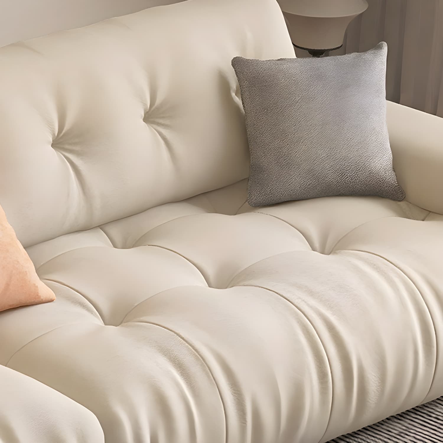 Flannel Upholstered Sectional Sofa in Gray with Scandinavian Wooden Frame - image 12