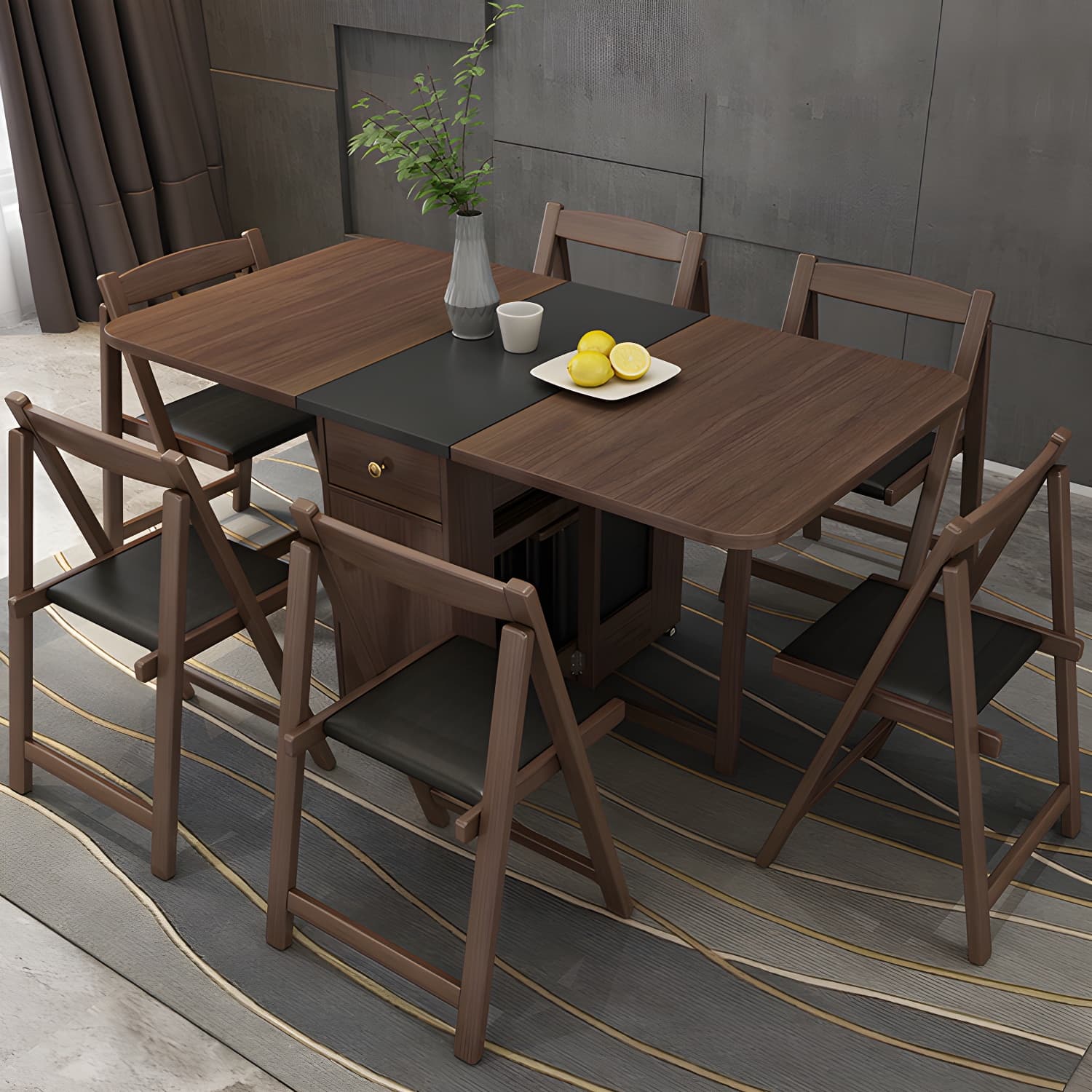3/5/7 Pieces Modern Folding Solid Wood Multi Purpose Dining Set for Home - image 14