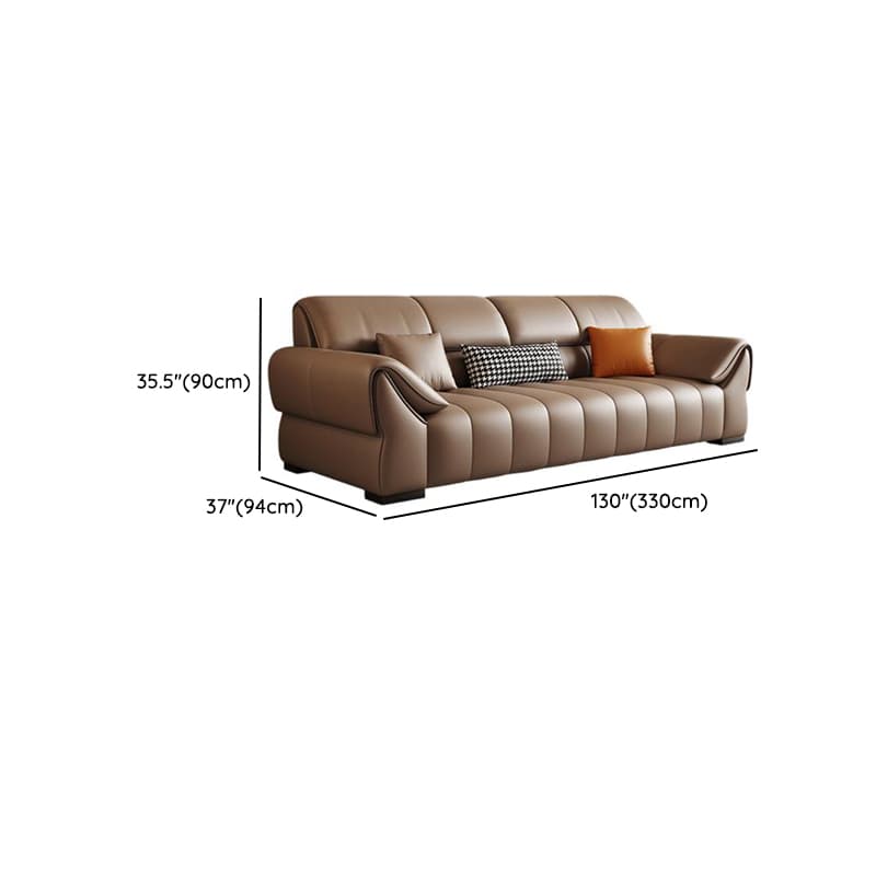 Elegant Light Brown Leather Standard Sofa/Single Sofa/Loveseat with Armrest and 3 Pillows - image 12