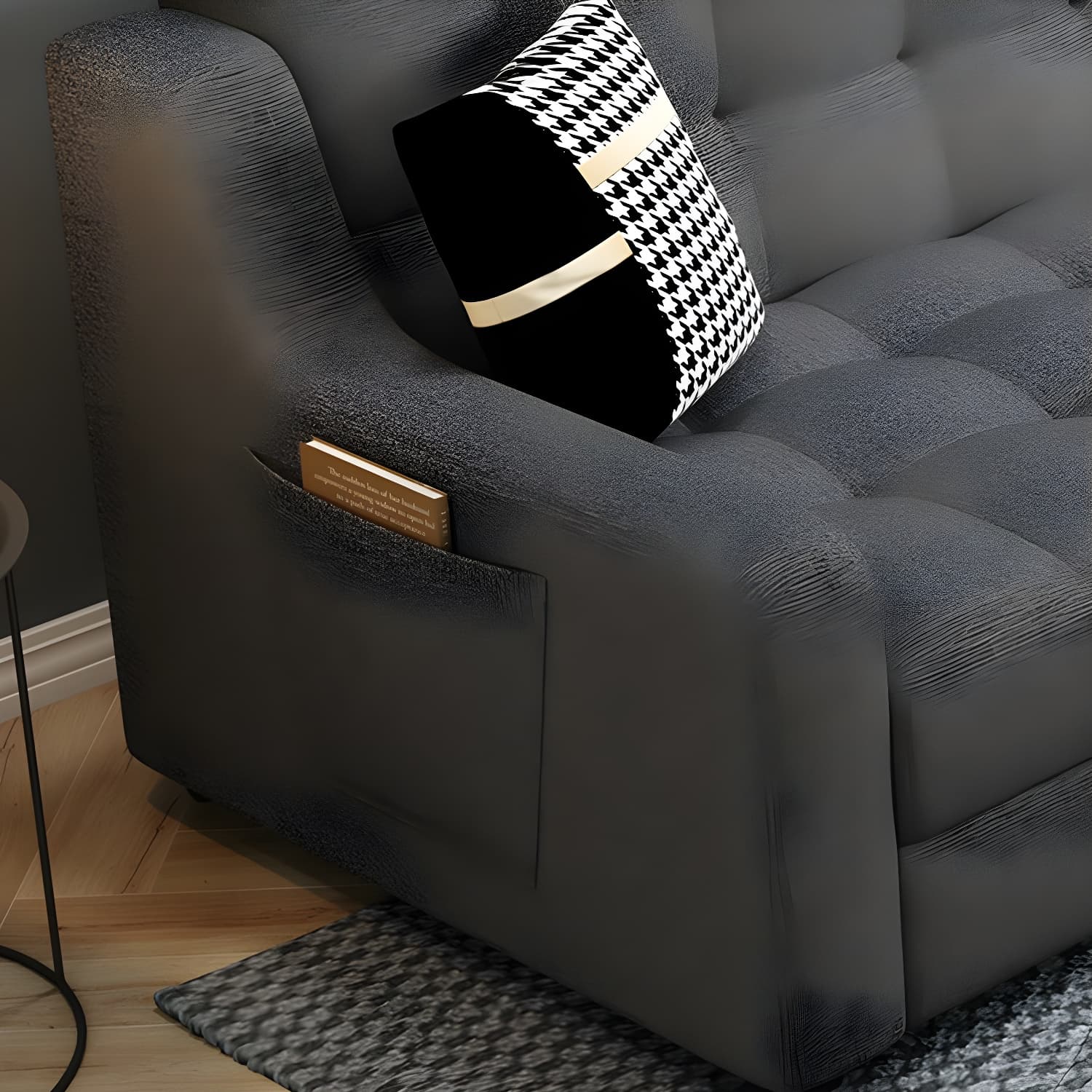 Modern Gray Linen Sleeper Sectional in Wood Frame without Nail Head Trim - image 8
