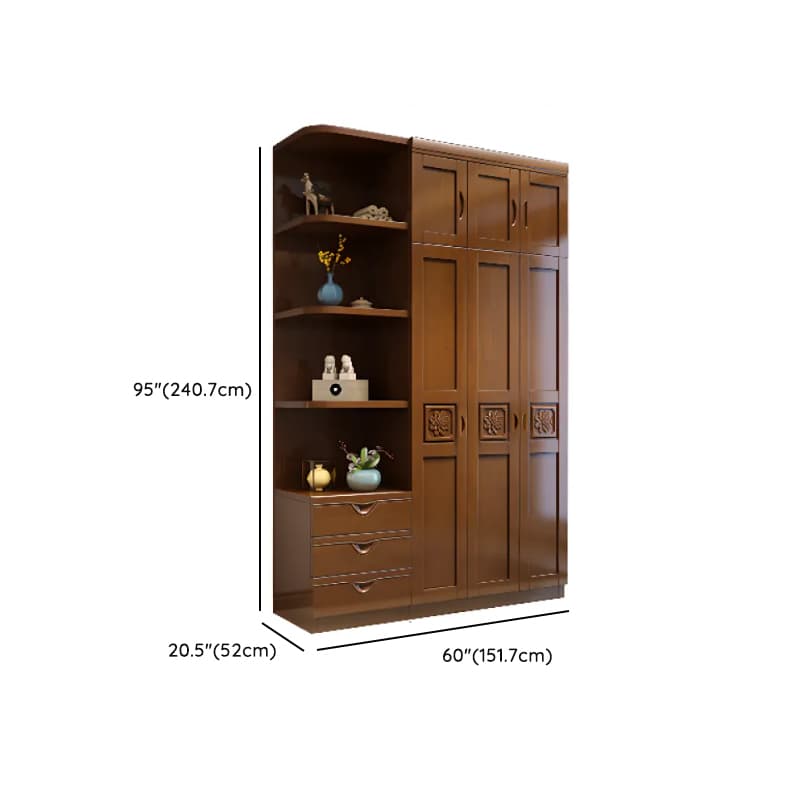 Vintage Sepia Lumber Wardrobe with Soft Close Drawer, Soft Close Door, Interior Shelves, and Hanging Rod - image 29