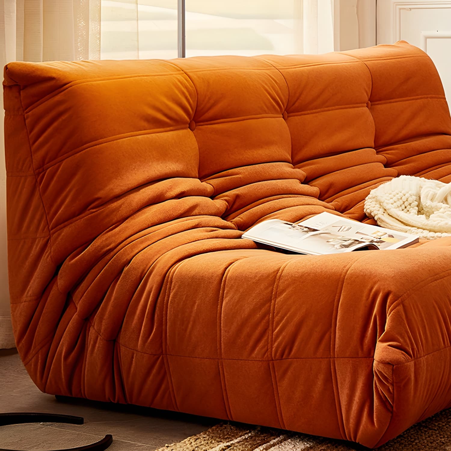 Modern Tufted Cushions Armless Living Room Wooden Standard Seating - image 22