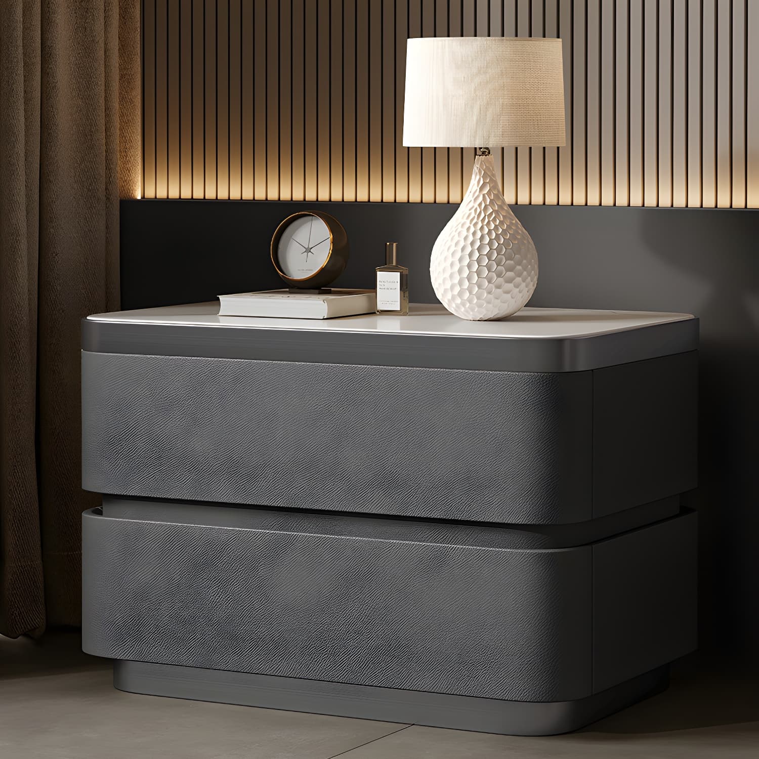 Scandinavian Bedside Cabinet Made of Solid Wood with Two Drawers for Bedroom - image 5