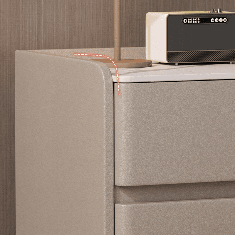 Modern Simple Style Bedside Cabinet Nightstand with 2 Drawers and Stone Countertop - image 12