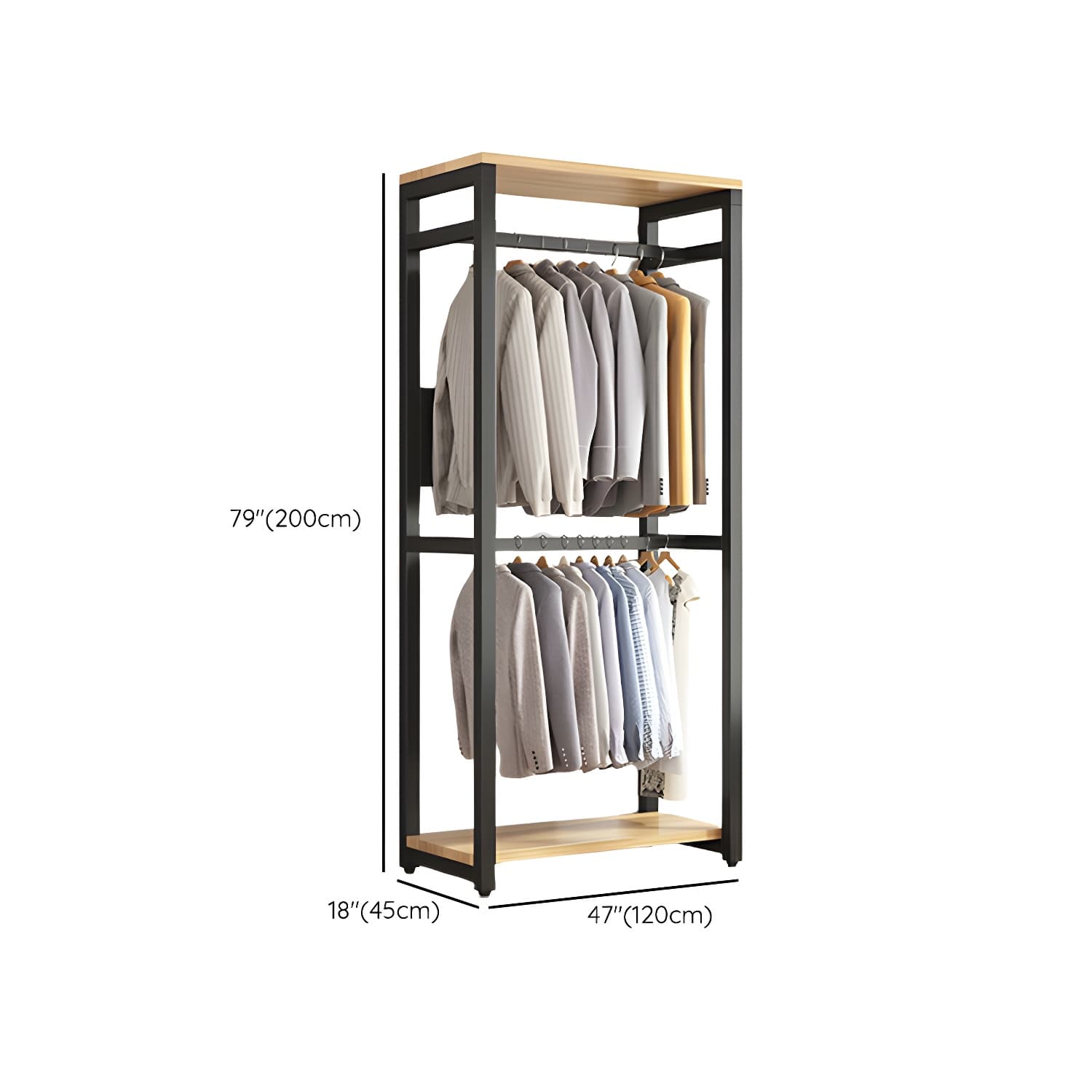 Modern Metal Wardrobe Armoire with Clothing Rod & Shelves (Height 70-79 inches, Overall Width 45cm) - image 16