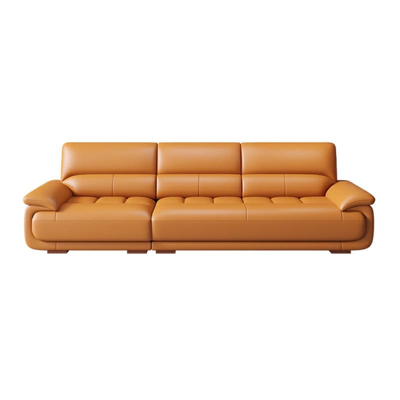 Modern Orange Genuine Leather Sectional Sofa with Wood Frame and Pillow Top Arms - image 11