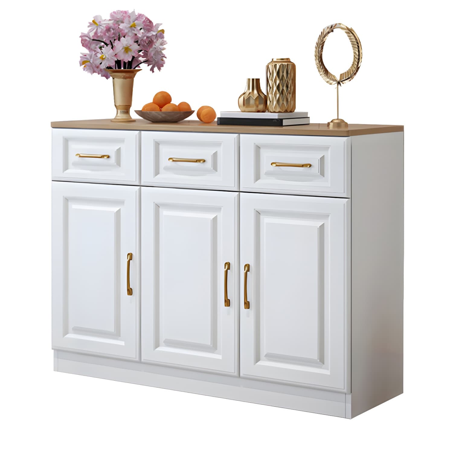 Modern Wood Buffet Sideboard with Drawers, Cabinets, and Shelves - image 9