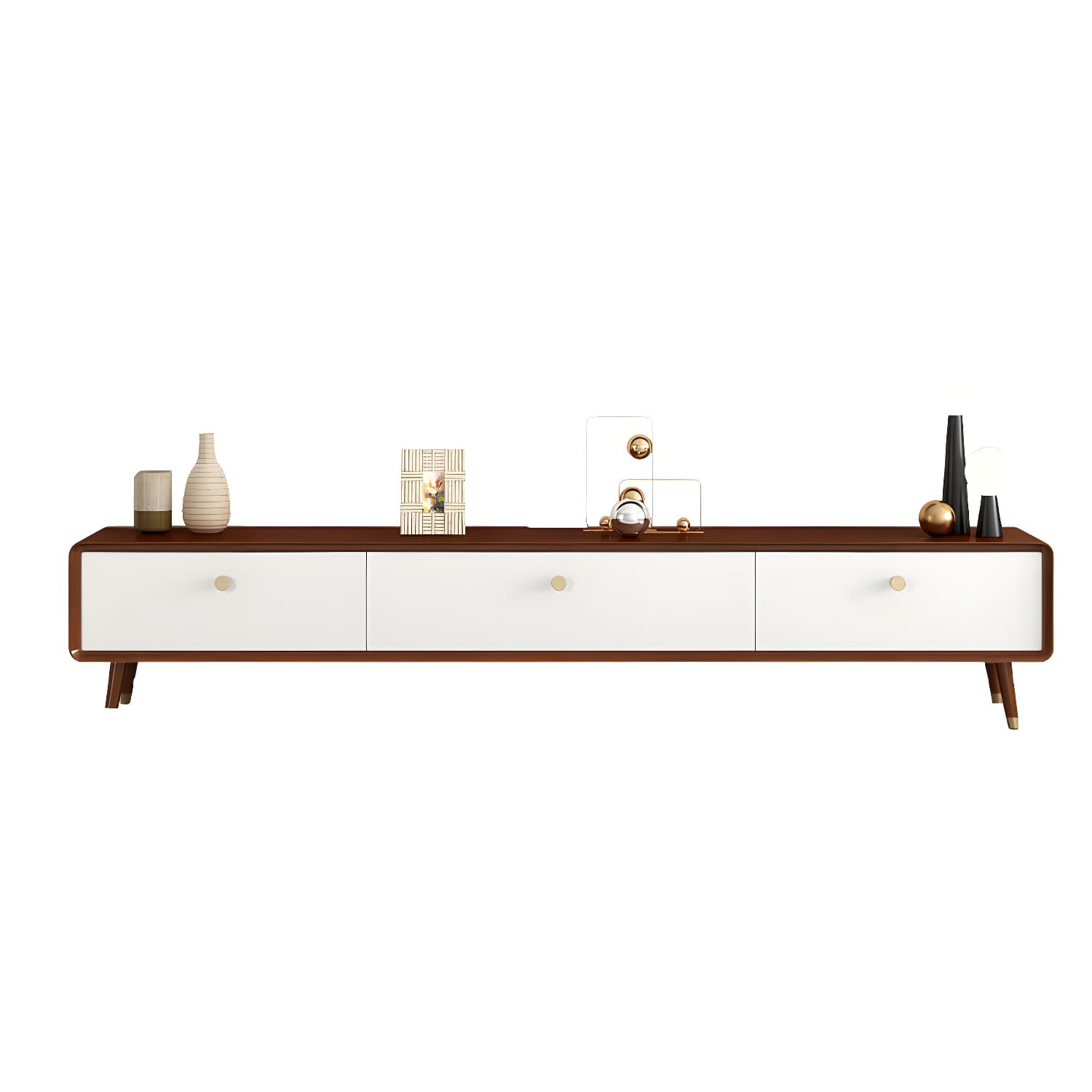 Solid Wood 13.78" H TV Stand Nordic 2 Drawers TV Stand Console - image 9