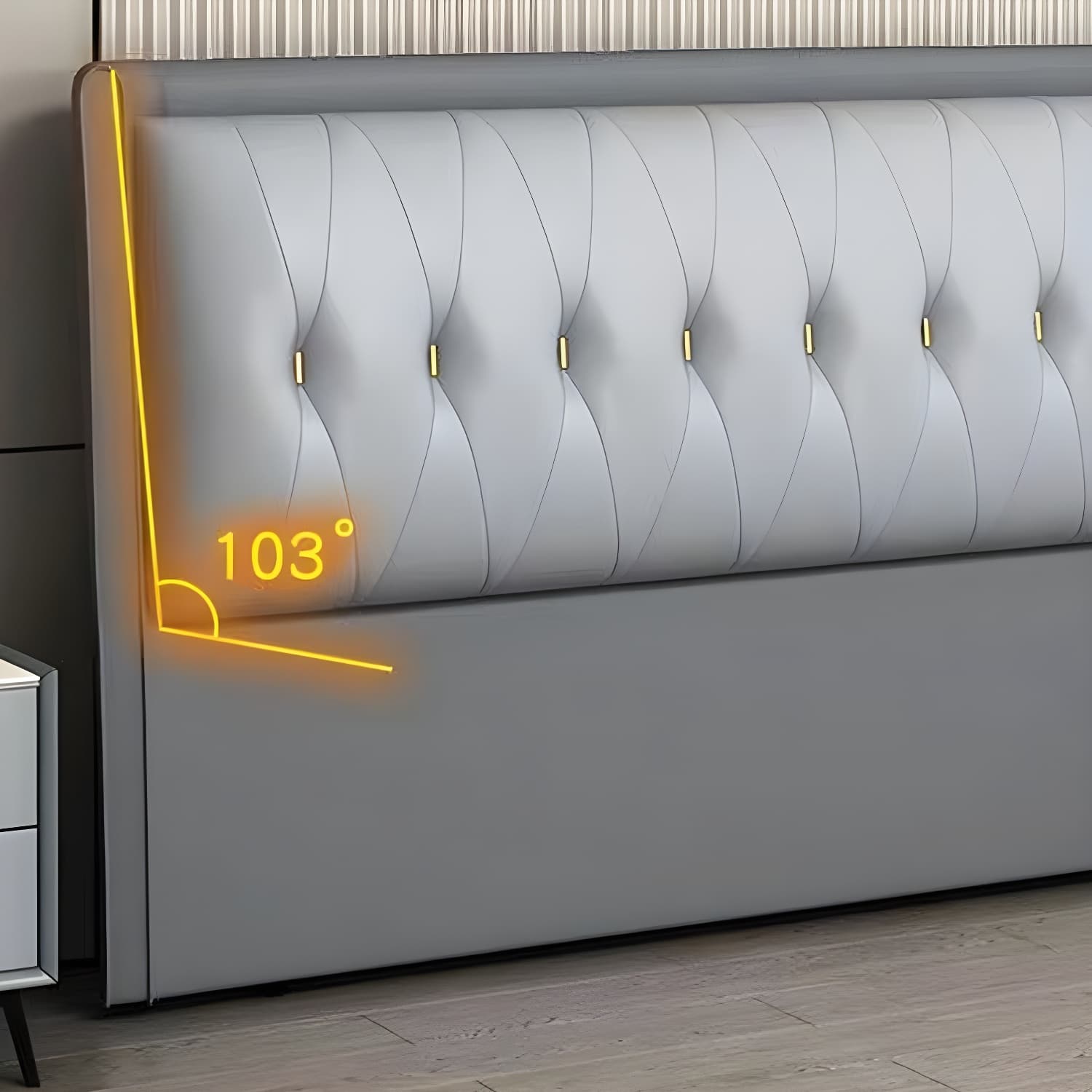 Contemporary Headboard Bed with Tufted Leather Upholstery in Rectangular - image 17