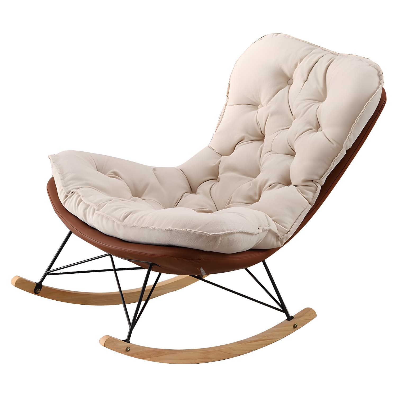 Contemporary Rocking Chair Upholstered Tufted Cushions with Light Legs Glider - image 12