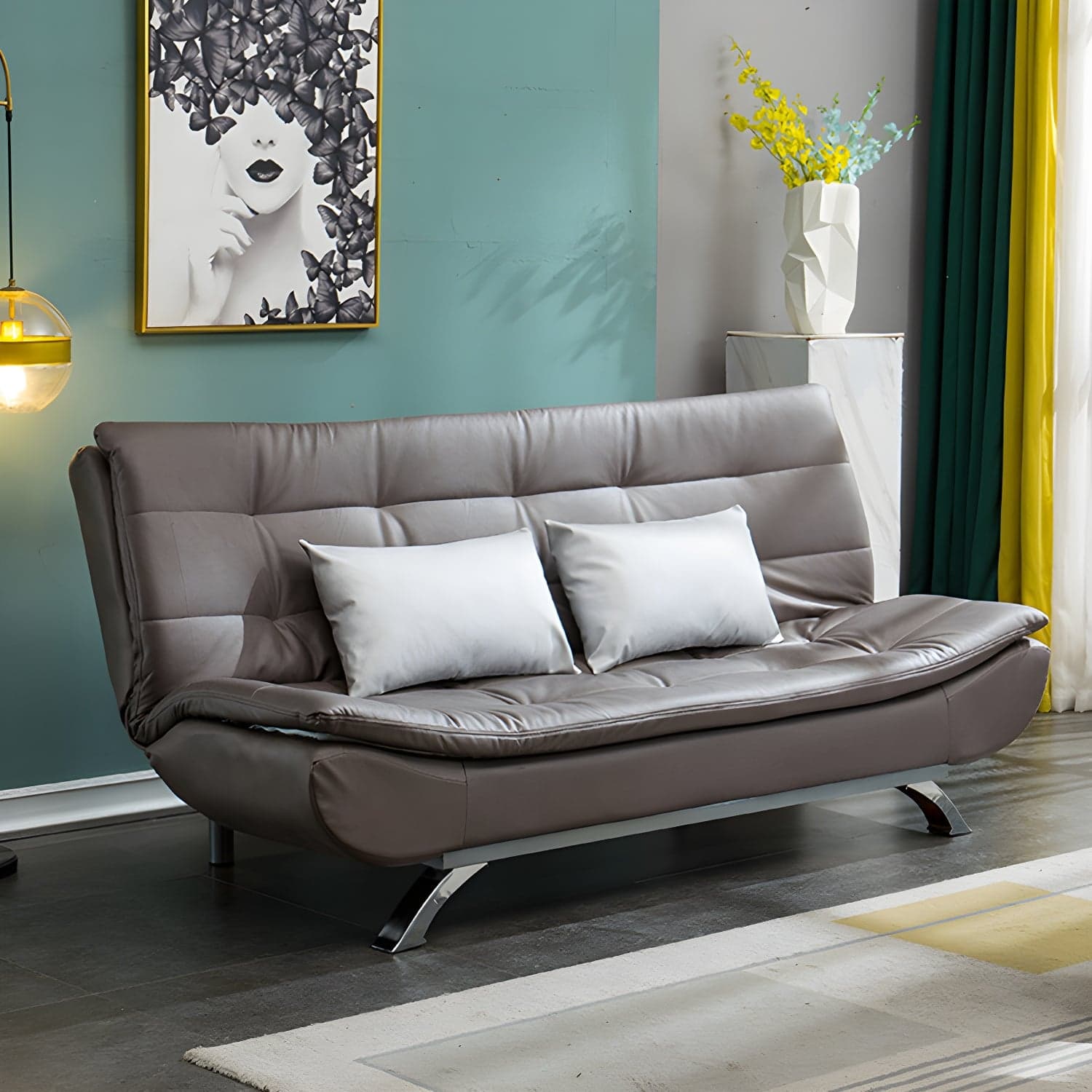 Faux Leather Sofa 35.43" H Armless Convertible Sofa for Living Room - image 3
