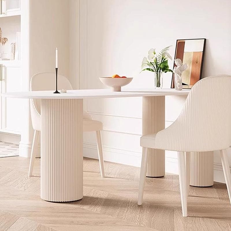 White Stone Surface 75cm Modern Kitchen & Dining Table with Metal Legs - image 4