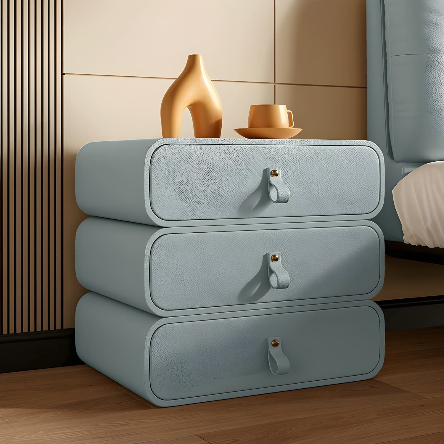 Modern Faux Leather Bachelor's Chest with Drawers in Narrow Size