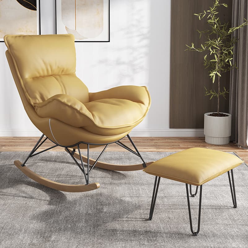 Modern Water Proof Cerulean/Dove Grey/Olive Green Upholstered Living Room Rocking Chair with Upholstered Footstool - image 8