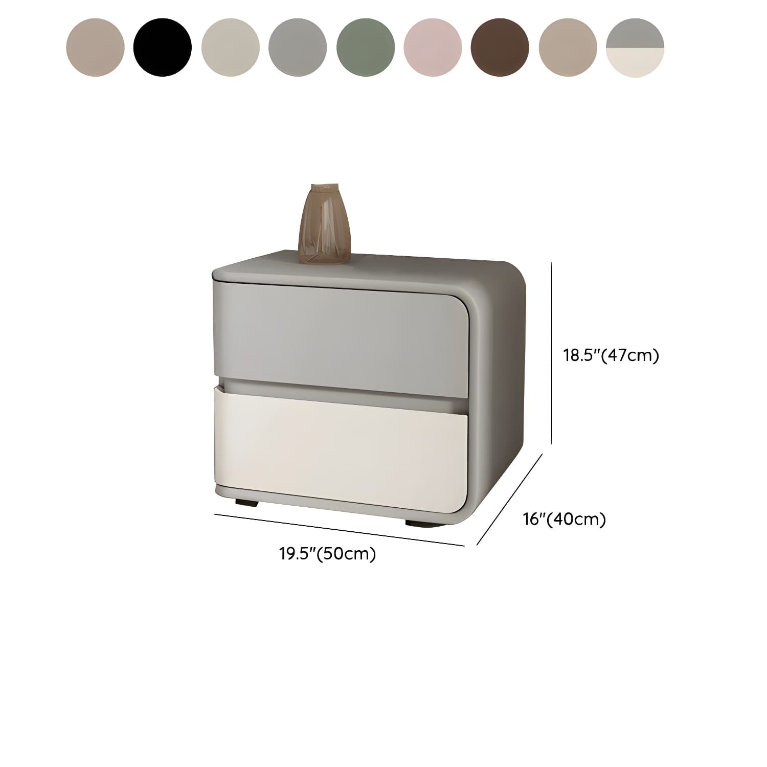 Modern Wood Nightstand with 2 Drawers - Small and Low Profile - Faux Leather Countertop - image 26