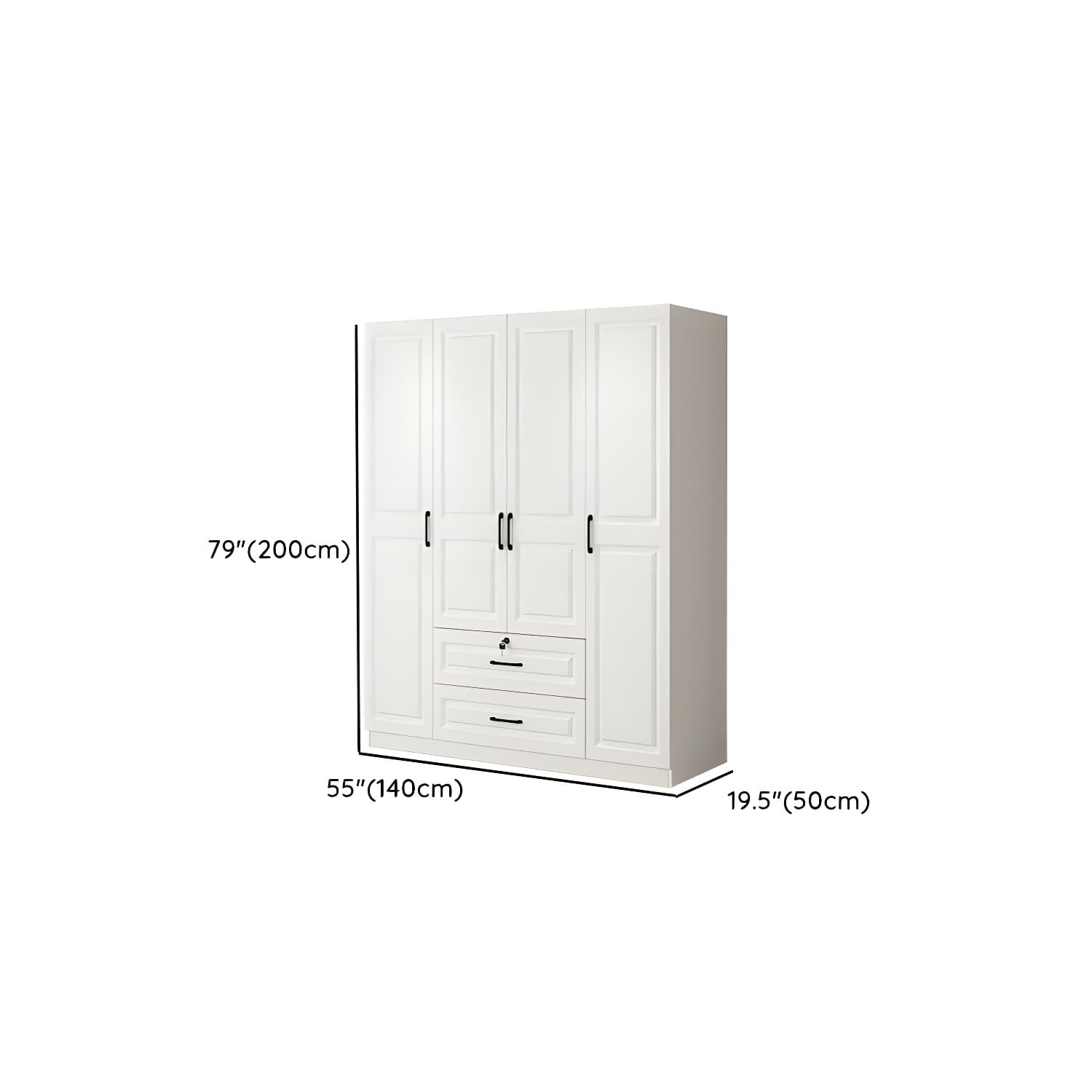 White Wood Wardrobe Armoire with Drawers, Shelves, and Clothing Rod - image 13