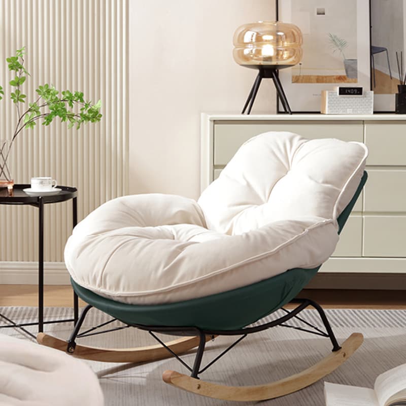 Chalk Simple 2 Piece Set Rocking Chair with Ottoman, Scratch-tolerant and Padded Upholstery - image 3