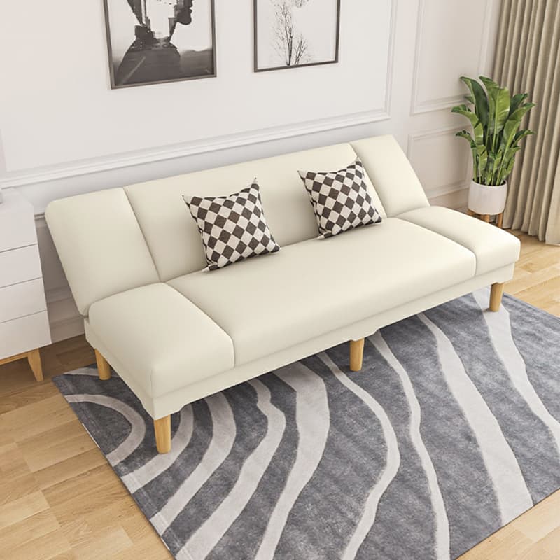 Scandinavian Armless Sleeper Sofa, Light Wood, Foam Filling, Includes Pillows - image 19